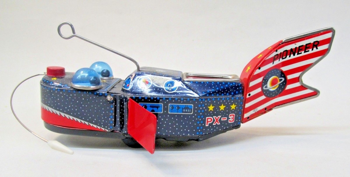 SPACE WHALE SHIPゼンマイ式/ビンテージ/ブリキ/動作確認済 SPACE WHALE SHIPゼンマイ式/ビンテージ/ブリキ/動作確認済