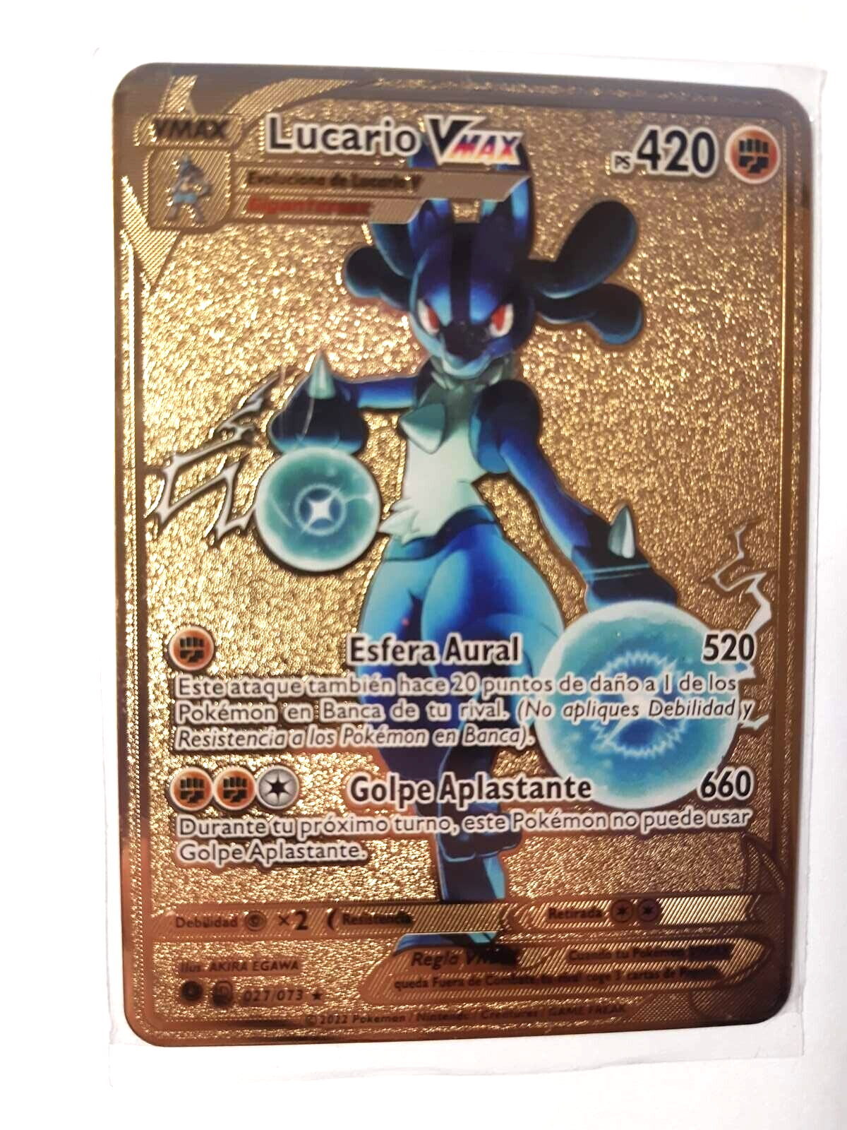 NEW Pokemon Cards Lucario VMAX 460 Gold Metal shiny Pokémon Card Tcg Kids  Gift