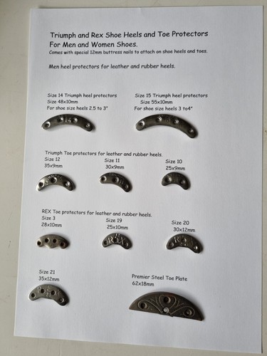 Schuhreparatur Zehenabsatzsohle Stahlplatten Segs Triumph Blakeys Protektoren Nieten - Bild 1 von 17