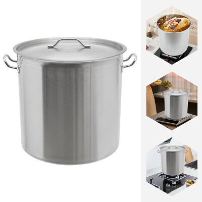 100 Quart Large Stock Pot Stainless Steel w/ Lid for Restaurant Kitchen Cooking