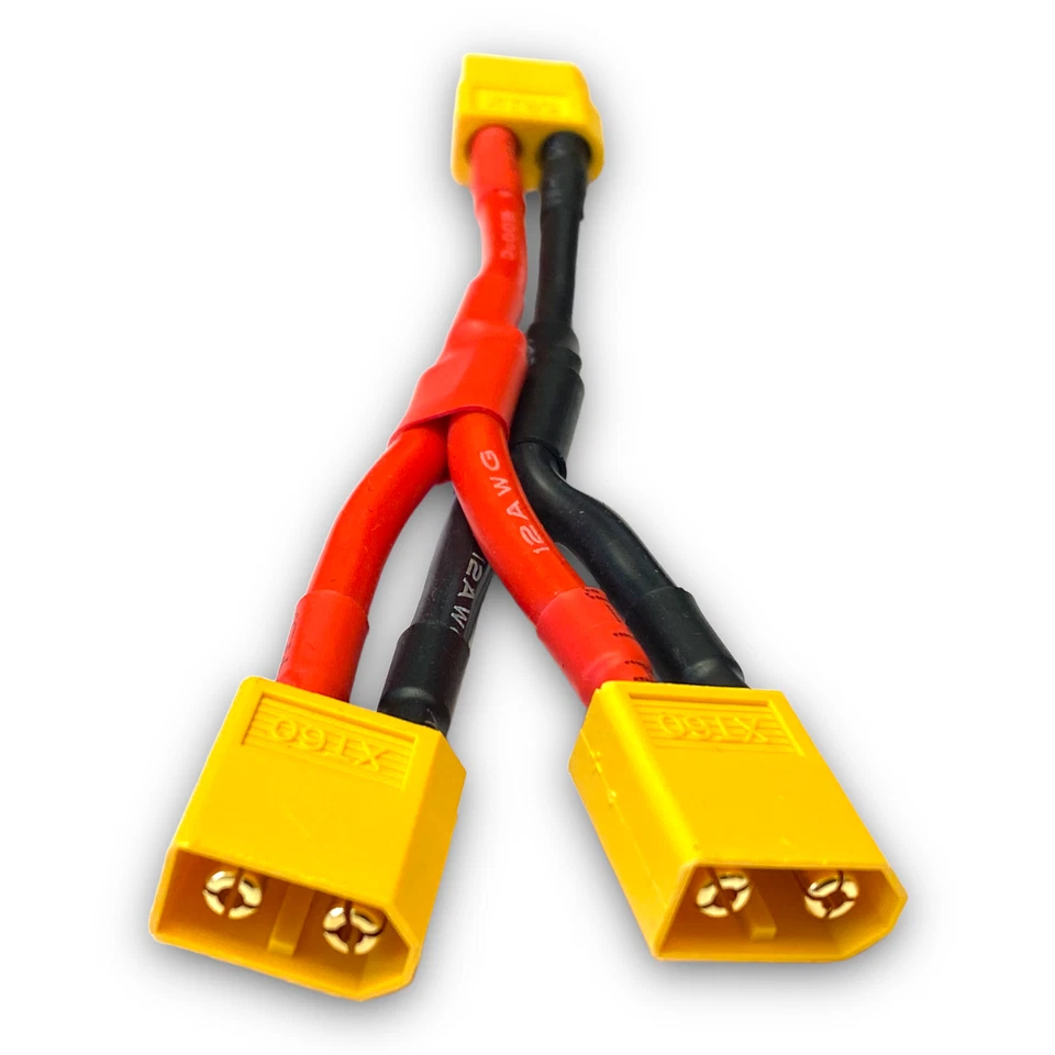 2 XT60 Adapterkabel Y Y-Kabel Parallel Lipo Akku Buchse Stecker 12AWG 10cm Kabel - Bild 4 von 4
