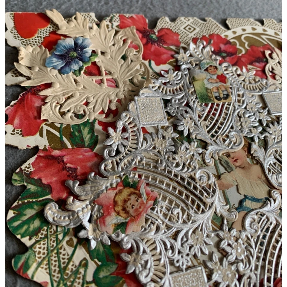 Vintage Victorian Die-Cut Paper Lace Valentines Day - Image 3 of 4