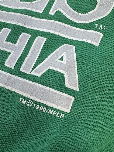 Vintage 1990 Philadelphia Eagles NFL Crewneck Sweatshirt Kelly Green 90s Adult L - Picture 3 of 8