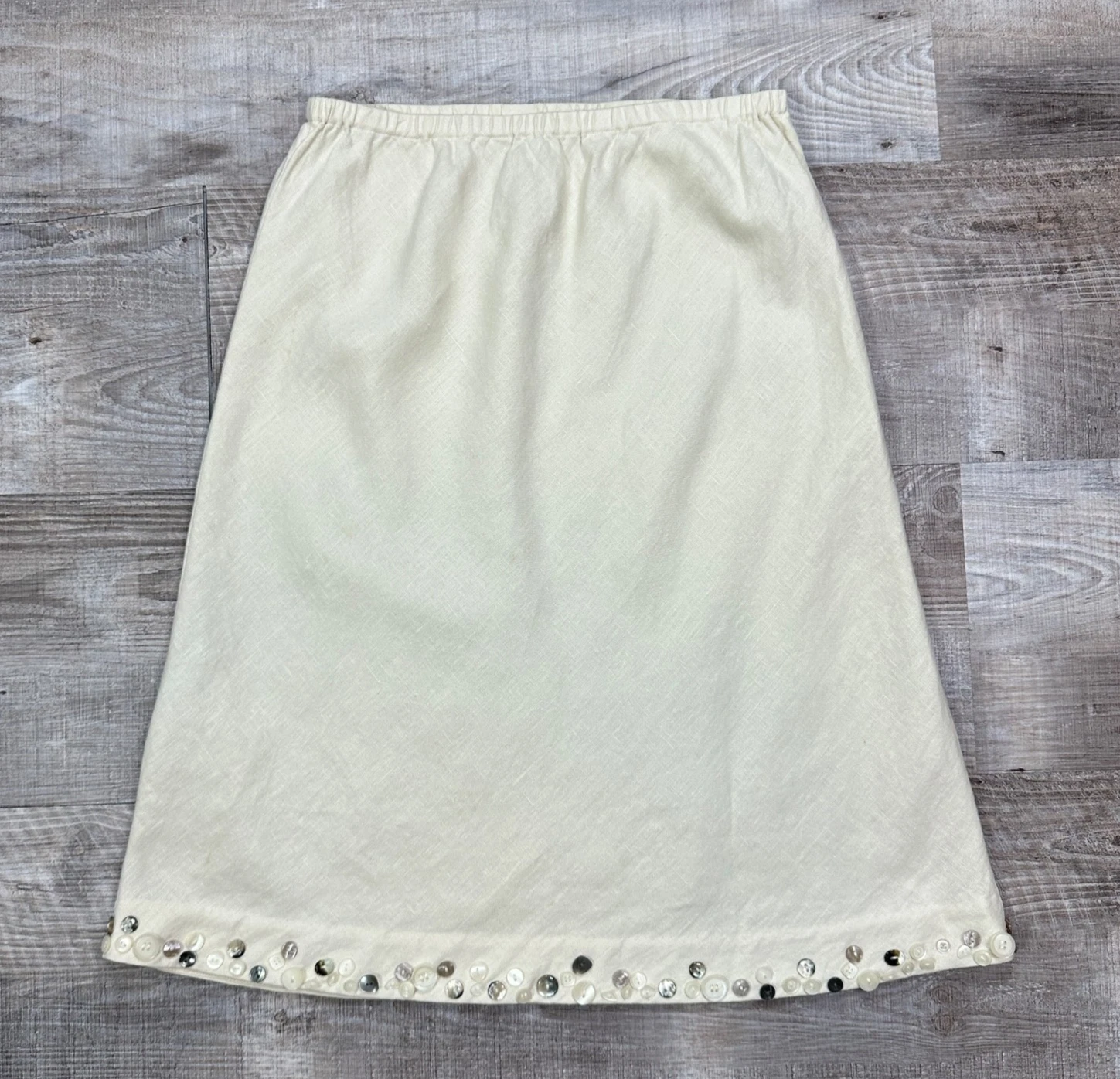J. Jill 100% Linen Natural Beige Midi Skirt Minimalist A-Line Buttons Accent MP
Opens in a new windo