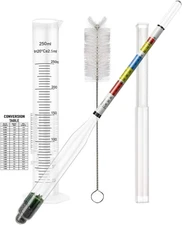 Hydrometer and Test Jar for Wine, Beer and Kombucha - Including 250Ml Plastic Cy