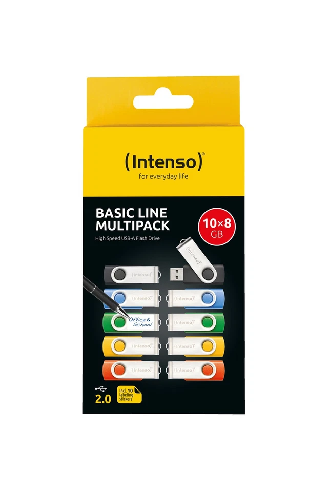 INTENSO USB-Stick 10er Pack Speicherstick, 8 GB, 28 MB/s, Bunt