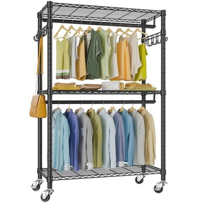 VIPEK R2 Plus Heavy Duty Rolling Garment Rack 3 Tiers Adjustable Wire Shelvin...