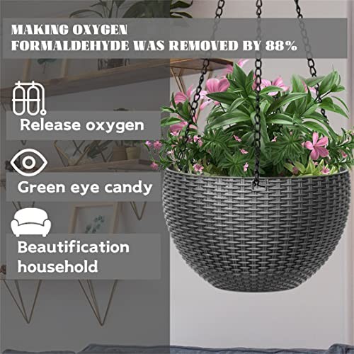 Hanging Planter, Plastic Flower Pot with Chain, Indoor Outdoor Plants Pot - Picture 4 of 7