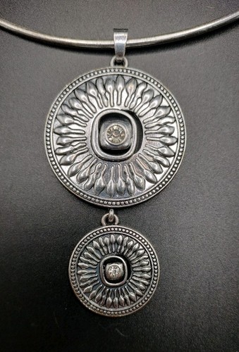 C1946 Choker Boho Style Silver Tone Hoop Bangle Necklace Southwestern - Picture 2 of 7