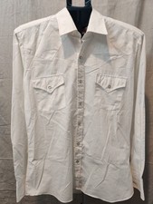 Vintage Ely Plains Western Wear Shirt Pearl Snap Men's Size 15.5 34-35 White