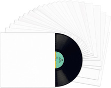 12" LP Vinyl Record Jackets - White Coated W/ No Center Hole  25-Pack  Made in