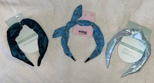 Scunci 3 Pc Headbands Blue Paisley w Knot/Bow, Lt Blue Knot  Teal Twist :NWT