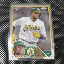 Topps 2023 Chrome Esteury Ruiz Rookie Card #99 Oakland Athletics. rookie card picture