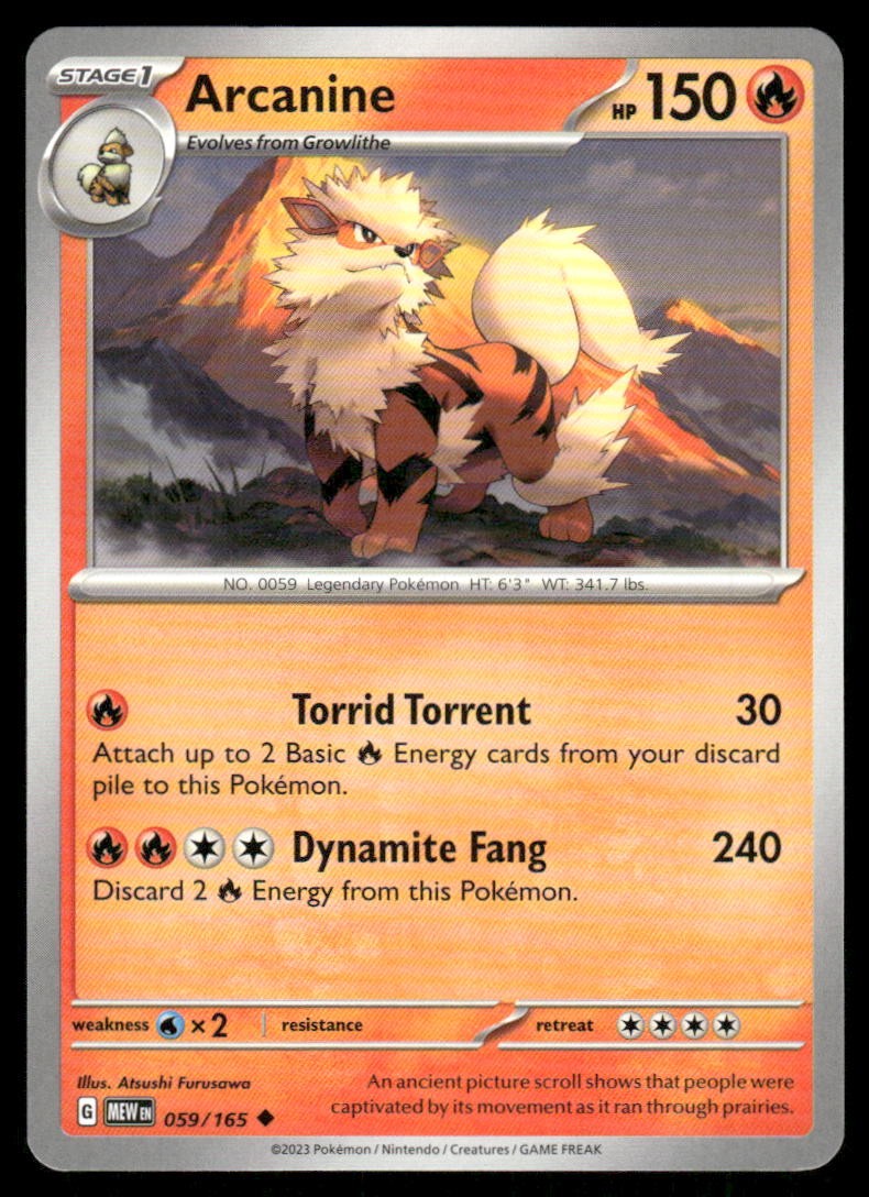 Arcanine Uncommon SV: Scarlet & Violet 151 059/165 NM