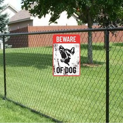 Beware of Dog Warning Tin Metal Sign Angry German Shepherd