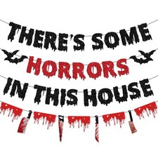 There's Some Horrors in This House Banner, Halloween Party Decorations Pre-Strun