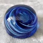 Colbalt & Light Blue Art Glass Swirl Dome Glass Paperweight 2" x 1.75" Unbranded