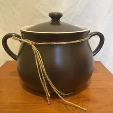 Parini Chili Pot With Lid Brown Ceramic 5 Quart Microwave Safe NEW OPEN BOX