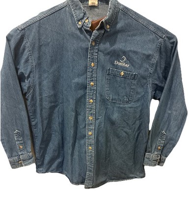 denim long sleeve shirt men XL Logo Domtar Size XL