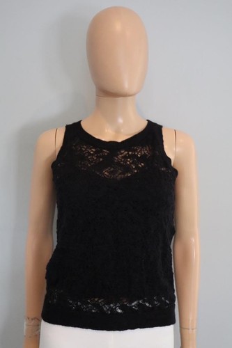 Christian Dior Black Alpaca Blend Sleeveless Sweater w/Silk Lining F 38/US 6