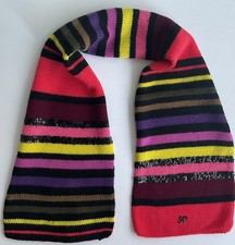 RYKIEL ENFANT GIRL WOOL SCARF ICONIC MULTICOLORED STRIPES 2 ROWS SEQUINS NWT