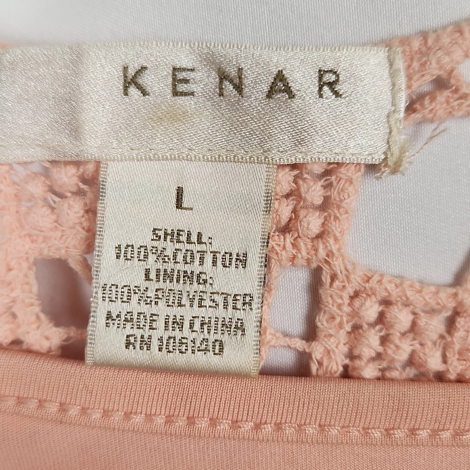 Kenar Womens Crochet Knit Tank Sleeveless Cami Attached Pink Size Large - Image 2 of 4