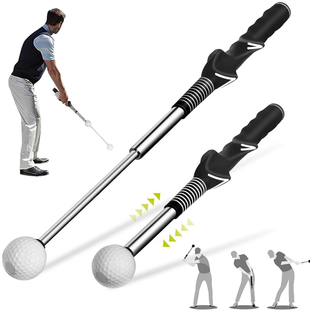 Retractable Golf Swing Aid w/Rhythm Click Sound Golf Grip Trainer Speed Trainin~