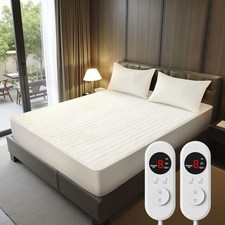 Electric Heated Mattress Queen Pad Topper Bed Warmer Dual Controller Clearance