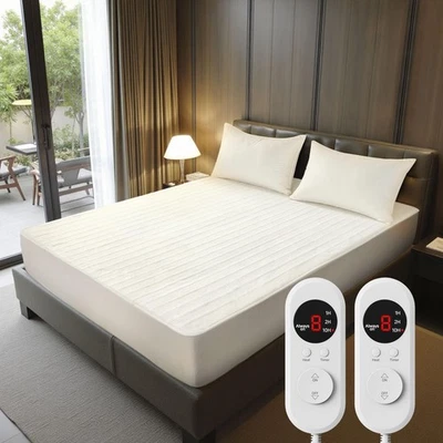 SOHTOPHO Electric Heated Mattress Queen Pad Topper Bed Warmer Dual Controller Clearance