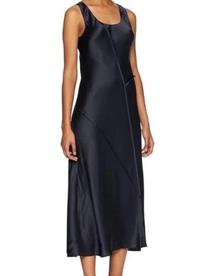 Vince Raw Edge Tank Satin Midi Dress Size XS. 100% silk, MSRP $345. - Image 1 of 4