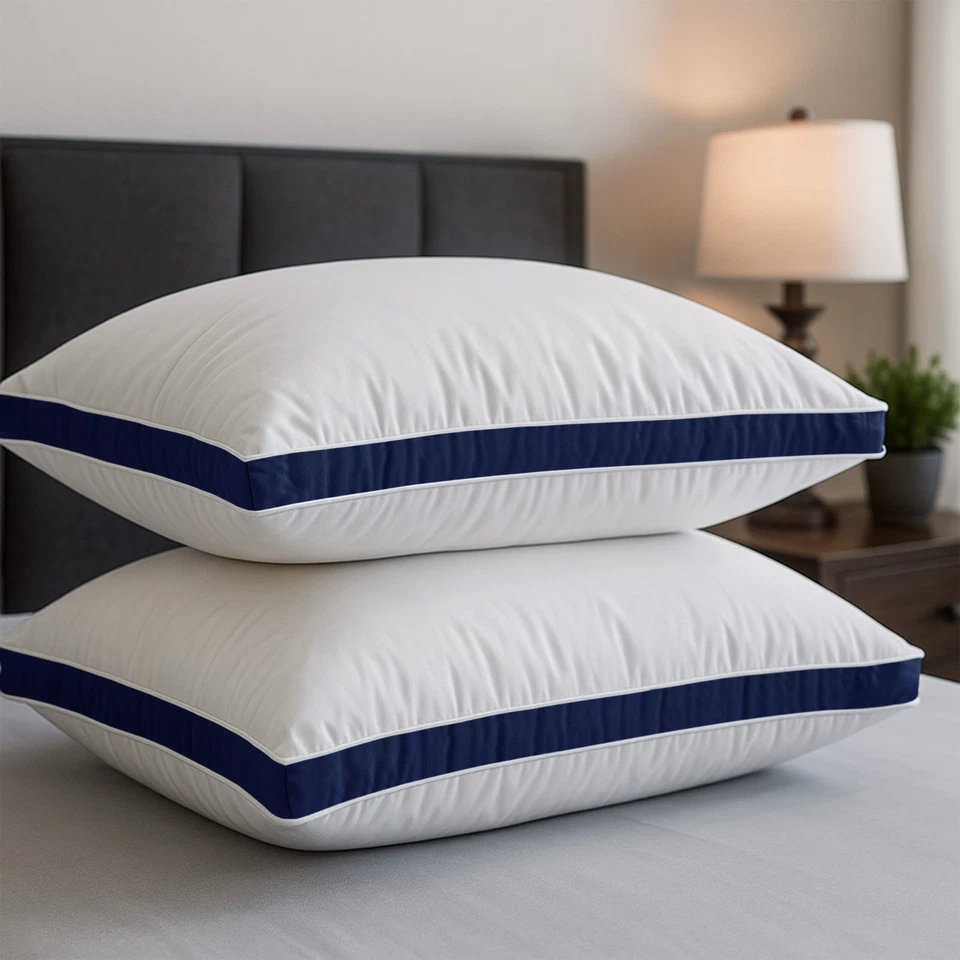 Pack of 2 Bed Pillows Quilted Hotel Quality Down Alternative Gusseted Pillow - Image 2 of 3
