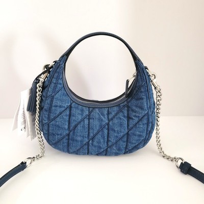 Coach CAK89 Carmen Mini Crossbody Bag With Quilting Denim Smooth Leather