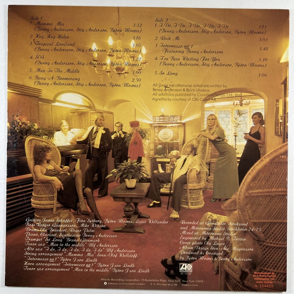 ABBA “Self Titled” LP/Atlantic Records SD 18146 (EX) 1975 Mamma Mia - Image 3 of 4