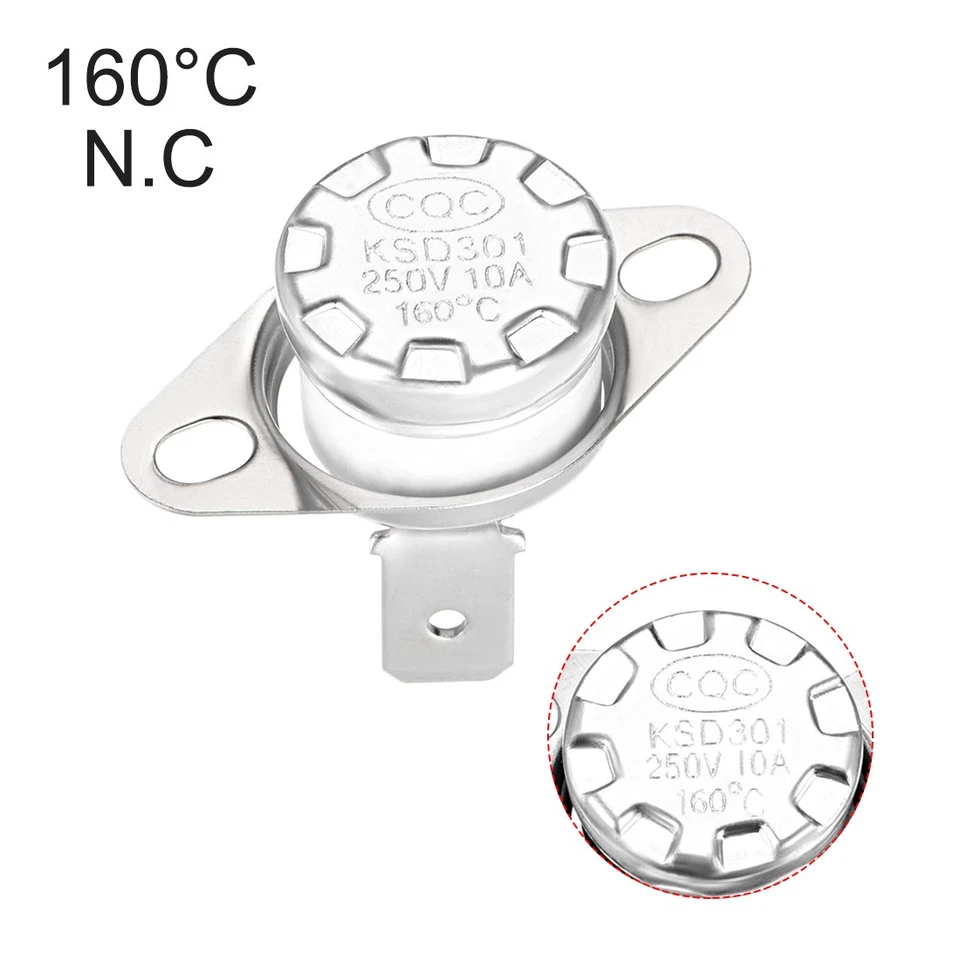 5pack KSD301 Thermostat 160°C/320°F 10A Normally Closed N.C Temperature Switch - Image 4 of 4