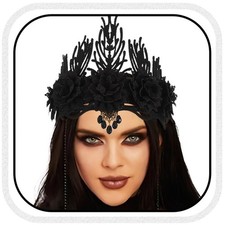 Halloween Gothic Headpiece Black Floral Crown Headband Cosplay Costume Headwe...