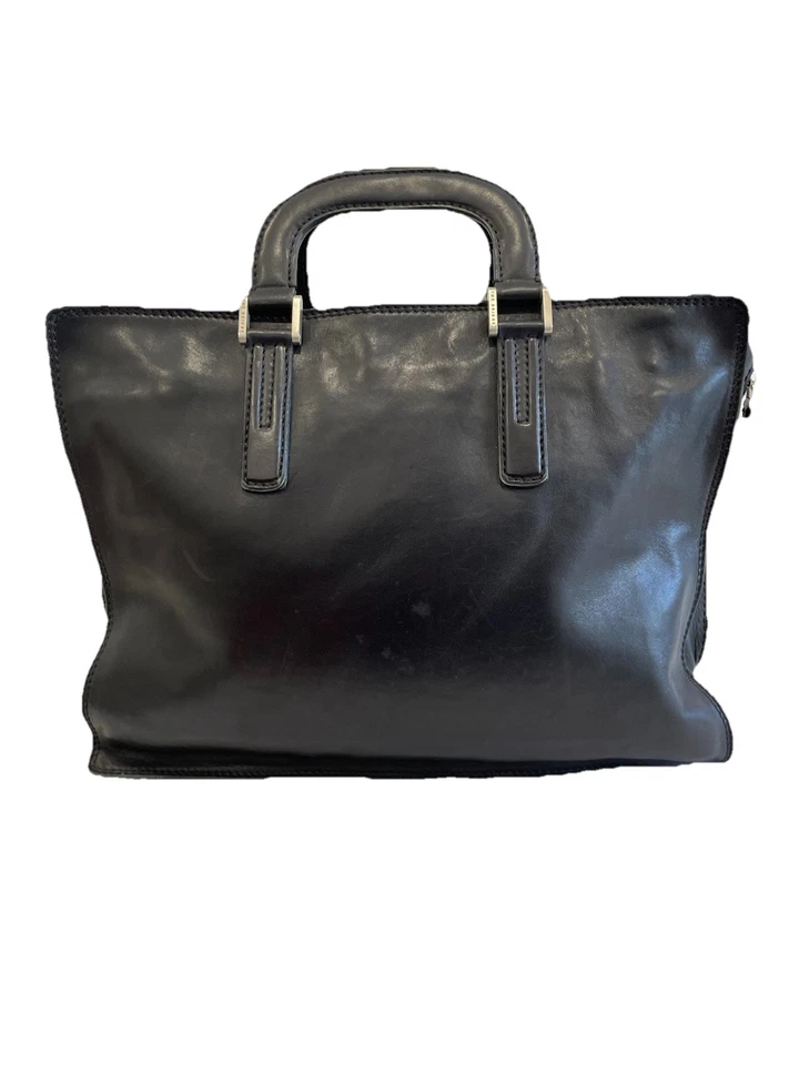 Bolso de Mano Maletín de Cuero Genuino AS# The Bridge Negro Hecho a Mano Tamaño para Laptop Foto 4 de 4