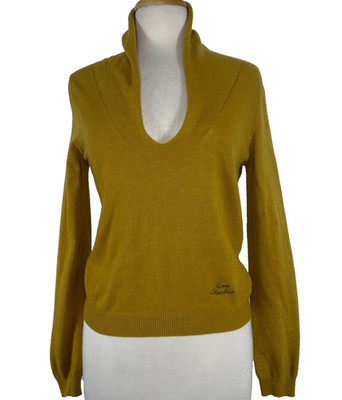 Love Moschino Muster Yellow Wool Blend V Neck Sweater Women s Sz 6
