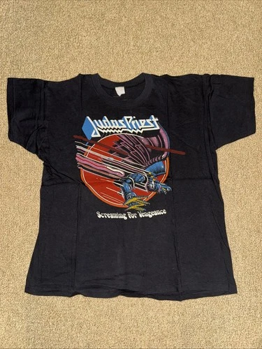 Judas Priest Screaming For Vengeance Tour Shirt 1980s vintage concert t-shirt, vintage, size L, single stitch, B+ condition