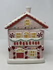 10 Strawberry Street GINGERBEAD HOUSE Christmas Cookie Canister Jar holiday pink