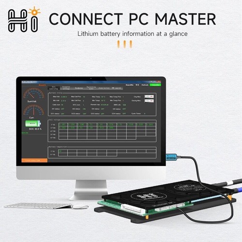 4S-16S 100A-250A LiFePO4 Akku SMART BT BMS w/Balance & Bluetooth Module or w/Fan - Afbeelding 10 van 31