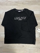 DKNY Sport Black Drop Shadow Logo Crew Neck Pullover sweatshirt small