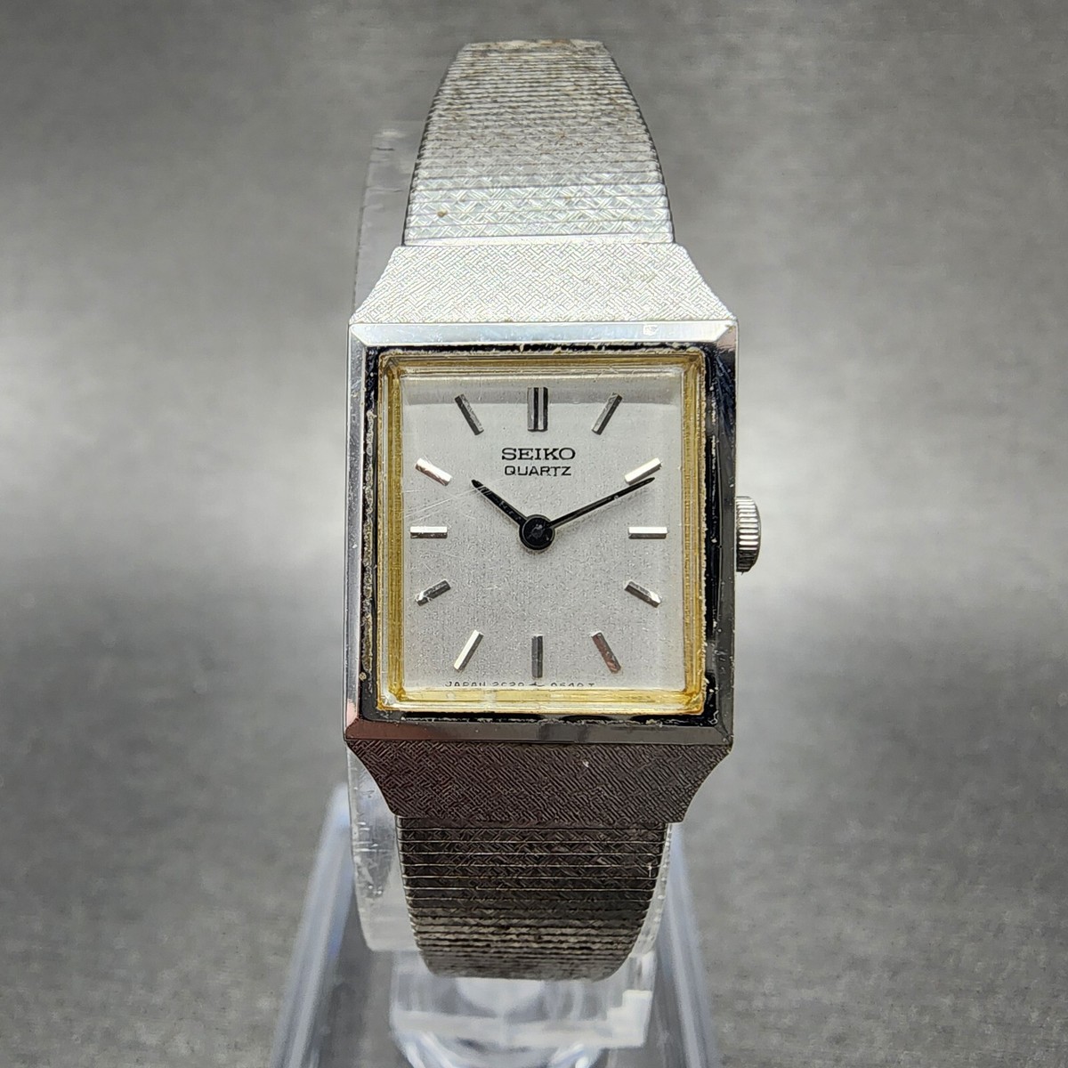 Seiko Watch Women 16mm Silver Dial Silver Tone Rectangle 2C20-5299