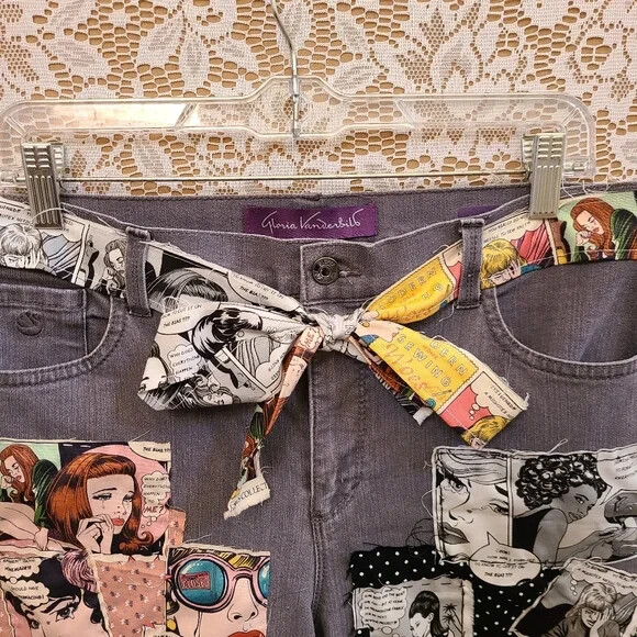 Upcycled Sewing Comic Patchwork Denim Jeans Glori… - image 7