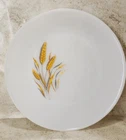 Fire King Oven Ware Milk Glass Dinner Plate - Wheat, Corn Painting - Vintage USA