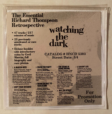 Essential RICHARD THOMPSON Retrospective Watching the Dark 7 track sampler CD