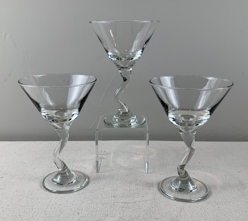 Set 3 Bicchieri da Cocktail Libbey Clear Stelo Z Martini Zig Zag EUC - Foto 6 di 6