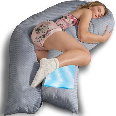 Traumreiter U-Förmig Seitenschläferkissen mit Memory Foam & Bezug Velour Deluxe