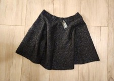 BNWT Express Knit Flare Mini Skirt Black/silver Inlay Size M
