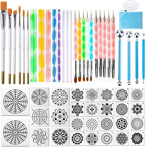Mandala Dotting Tools, 58PCS Dot Painting Tools Set Rock Painting Supplies wi...