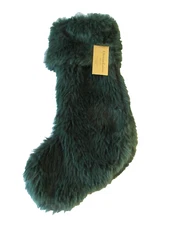 Christian Lacroix Maison Jumbo Green Faux Fur Lined Christmas Stocking 27"  NWT